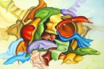 Abstract groot schilderij